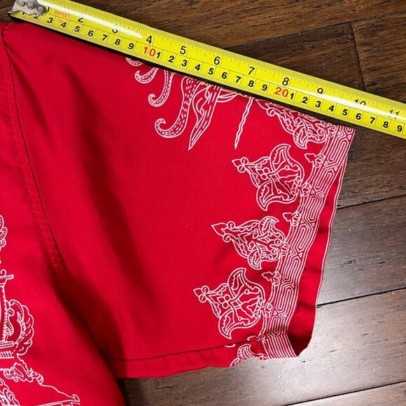 Vintage Mossimo Red Summer Beach Short Sleeve Button Down Shirt Men's Size M - Picture 7 of 7